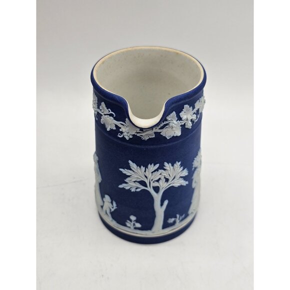 Wedgewood Jasperware Blue And White 4" Creamer Victorian Ornate Boho - Picture 12 of 13